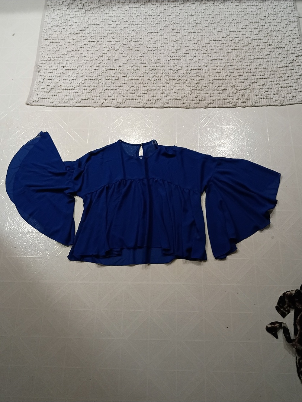 Blue Bell-Sleeve Peplum Women's Top